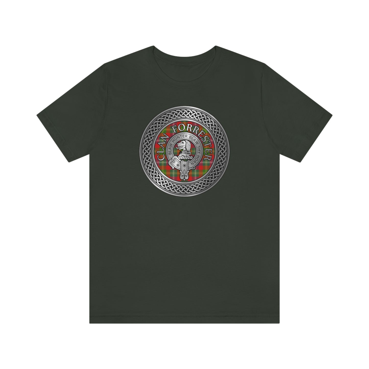 Clan Forrester Tartan & Crest in Celtic Knot T-Shirt