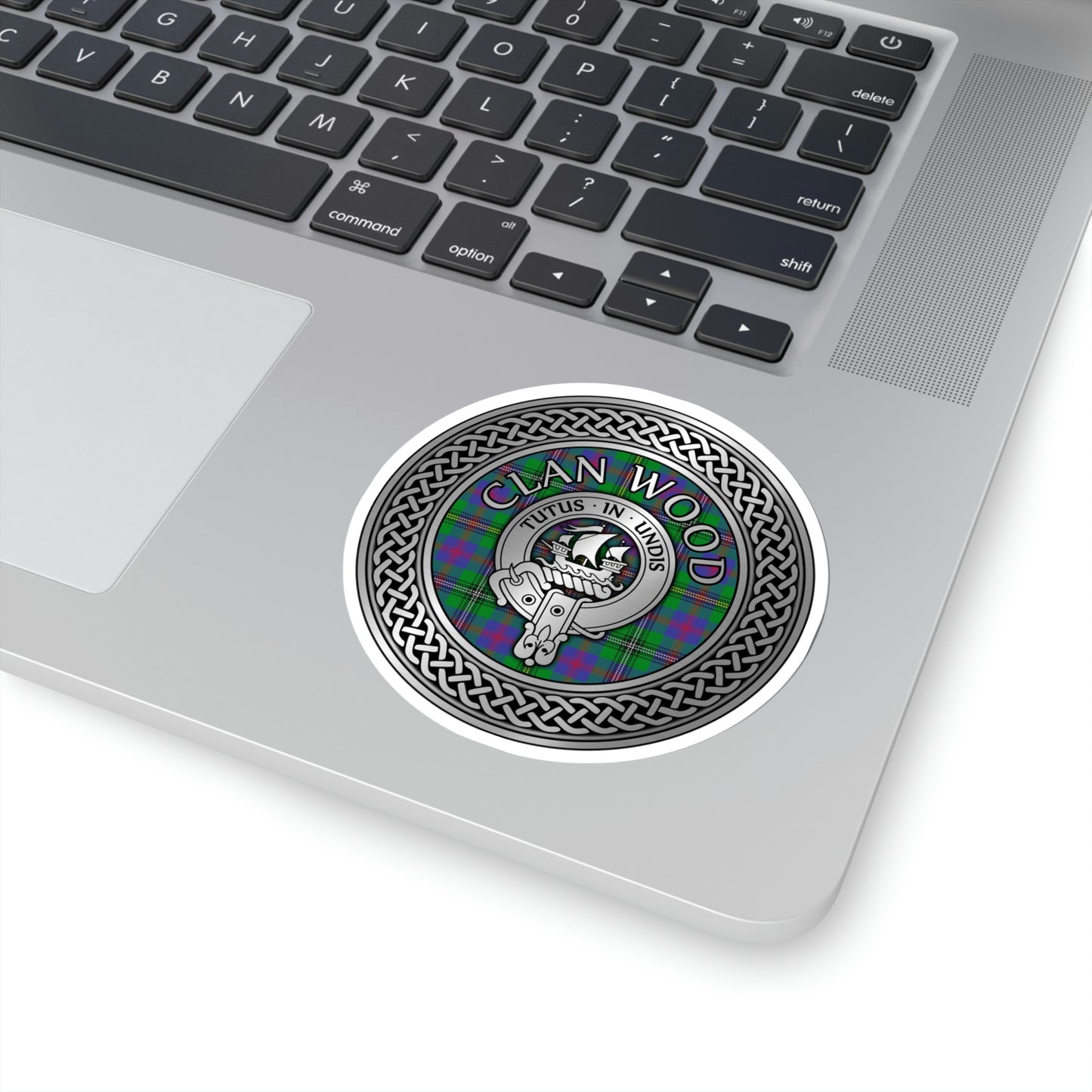 Clan Wood Crest & Tartan Kiss-Cut Stickers