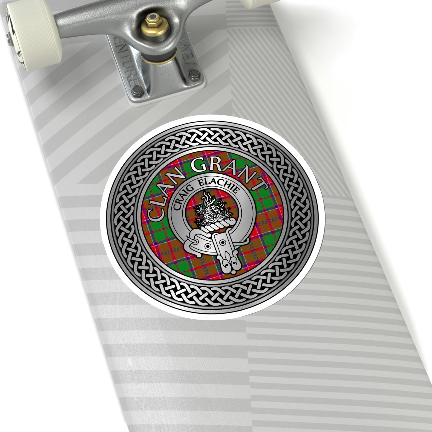 Clan Grant Crest & Tartan Knot Kiss-Cut Stickers