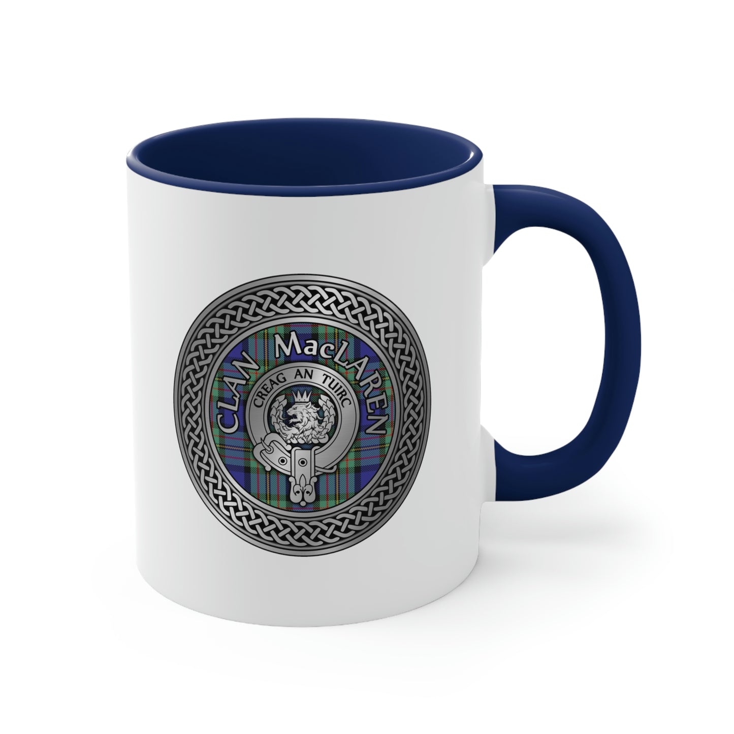 Clan MacLaren Crest & Tartan Accent Coffee Mug, 11oz