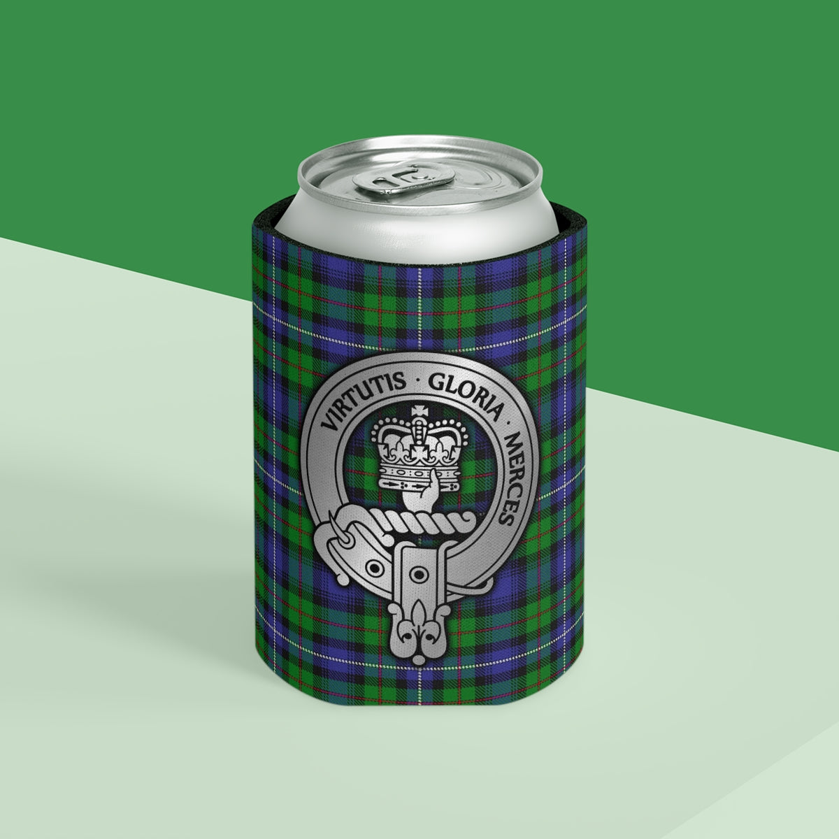 Clan Donnachaidh (Robertson) Crest & Hunting Tartan Can Cooler