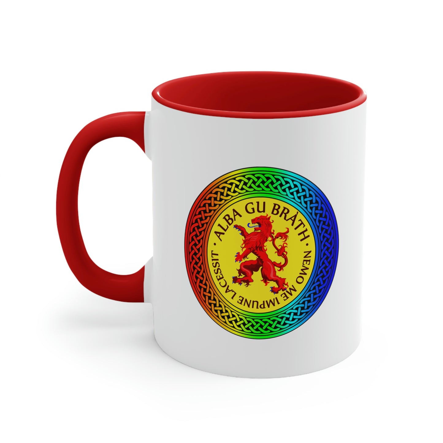 Alba Gu Brath Lion Rampant Rainbow Knot Accent Coffee Mug, 11oz