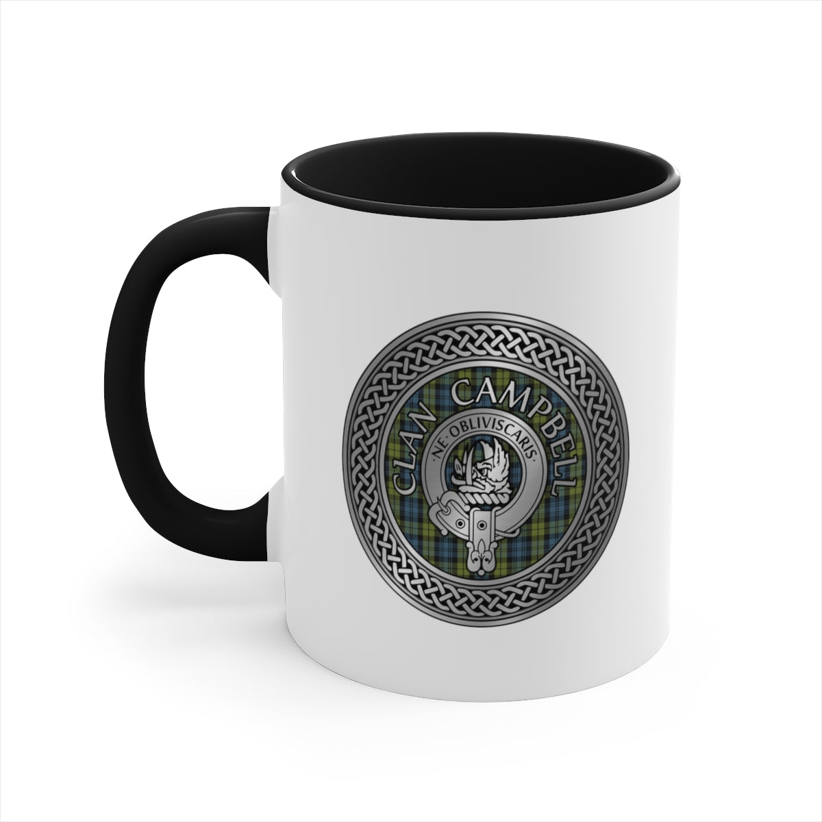 Clan Campbell Crest & Tartan Accent Coffee Mug, 11oz