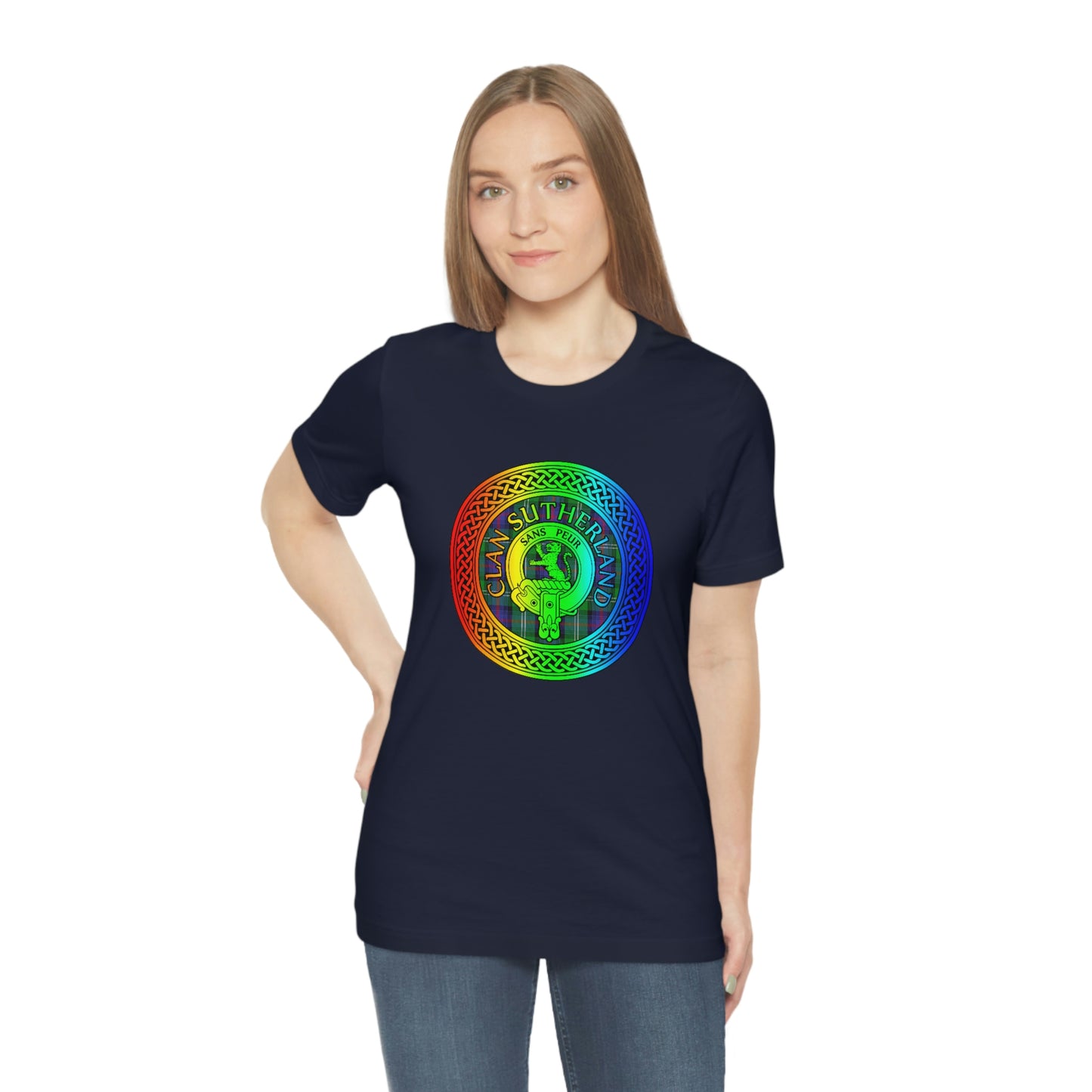 Clan Sutherland Rainbow Crest & Tartan Knot T-Shirt