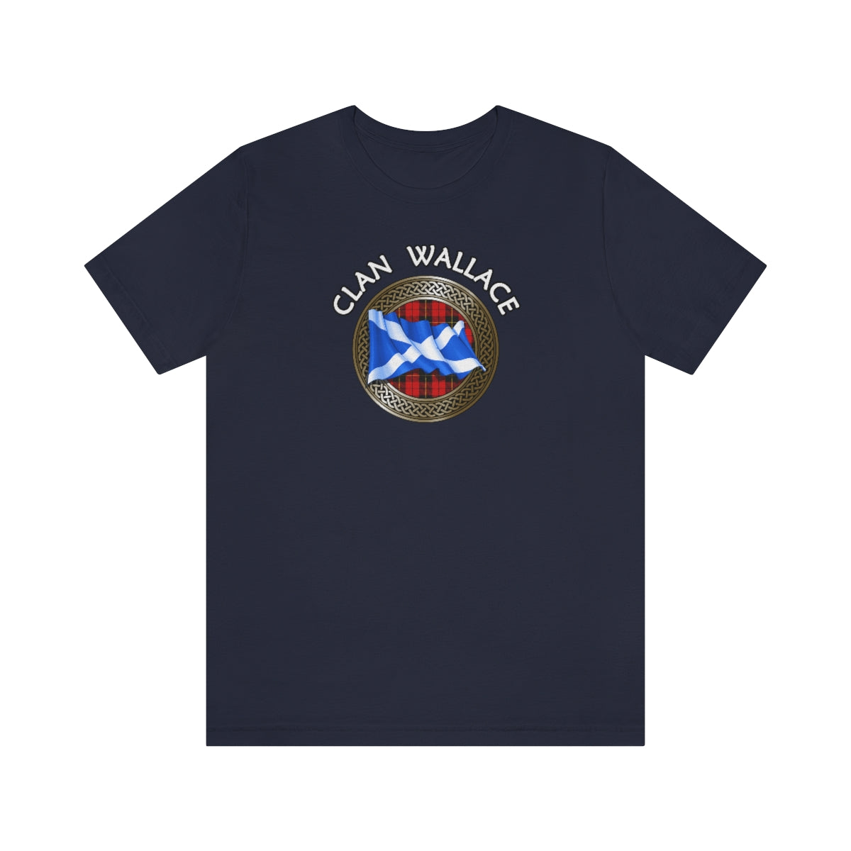 Clan Wallace Tartan Knot & Flag T-Shirt