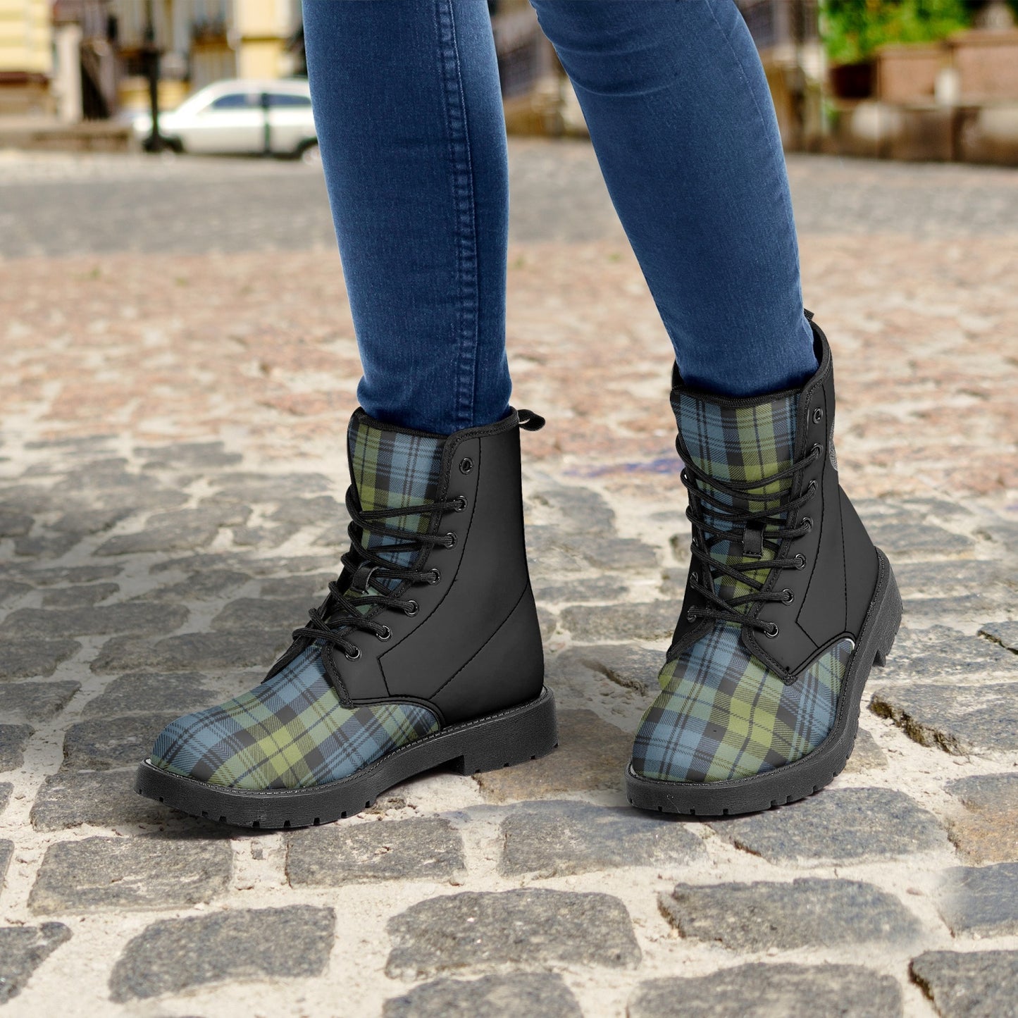 Clan Campbell Crest & Tartan Leather Boots