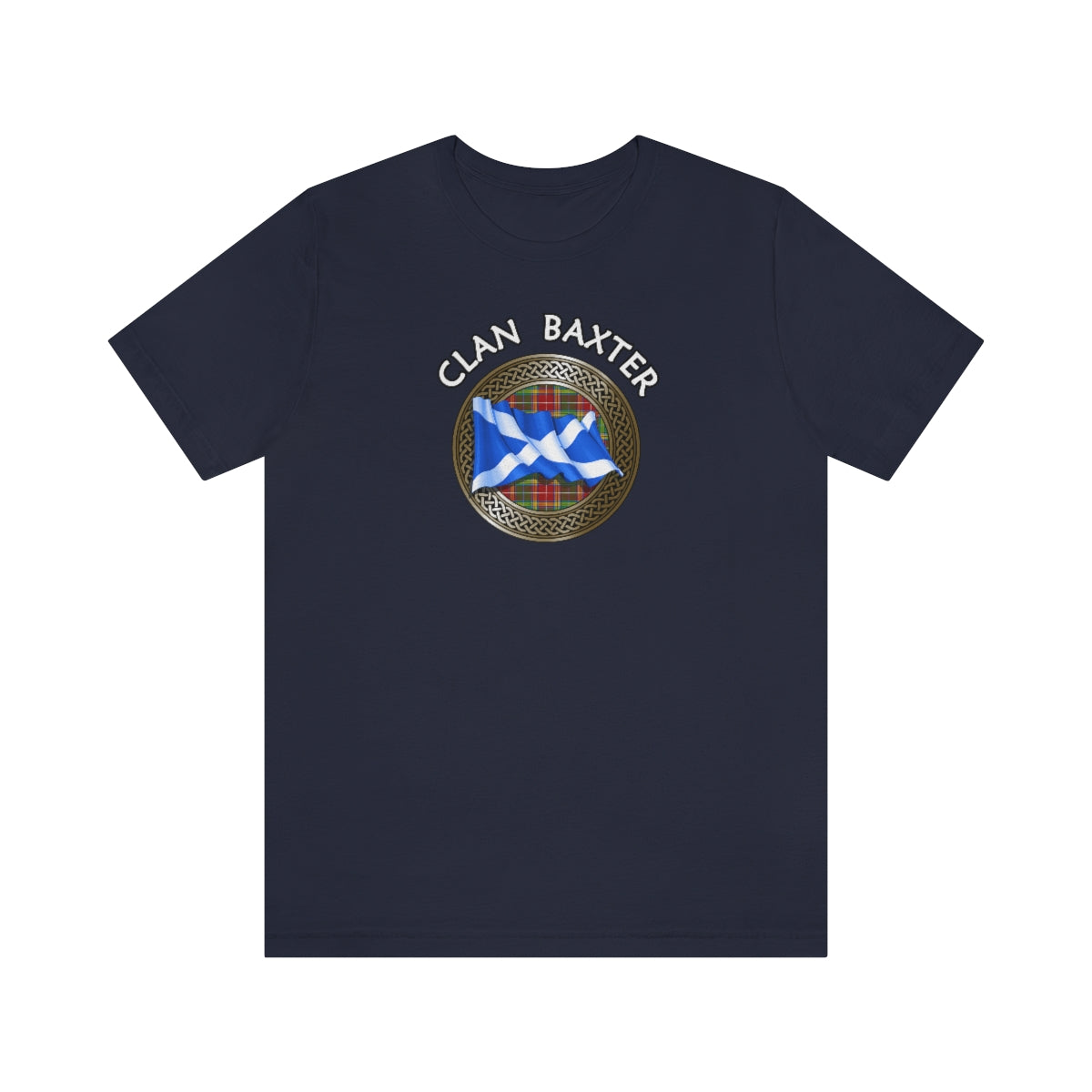 Clan Baxter Tartan Knot & Flag T-Shirt