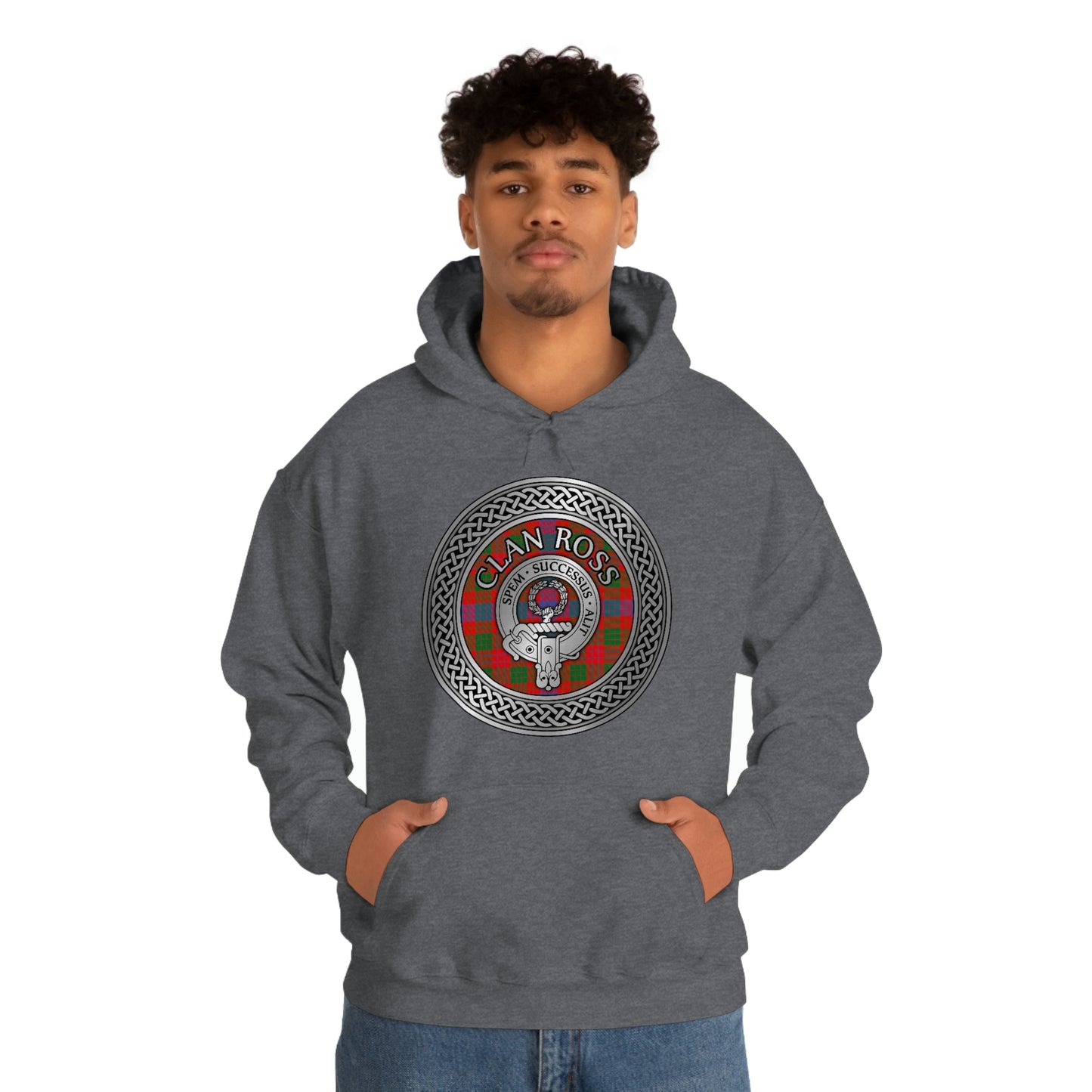 Clan Ross Crest & Tartan Unisex Heavy Blend™ Hooded Sweatshirt