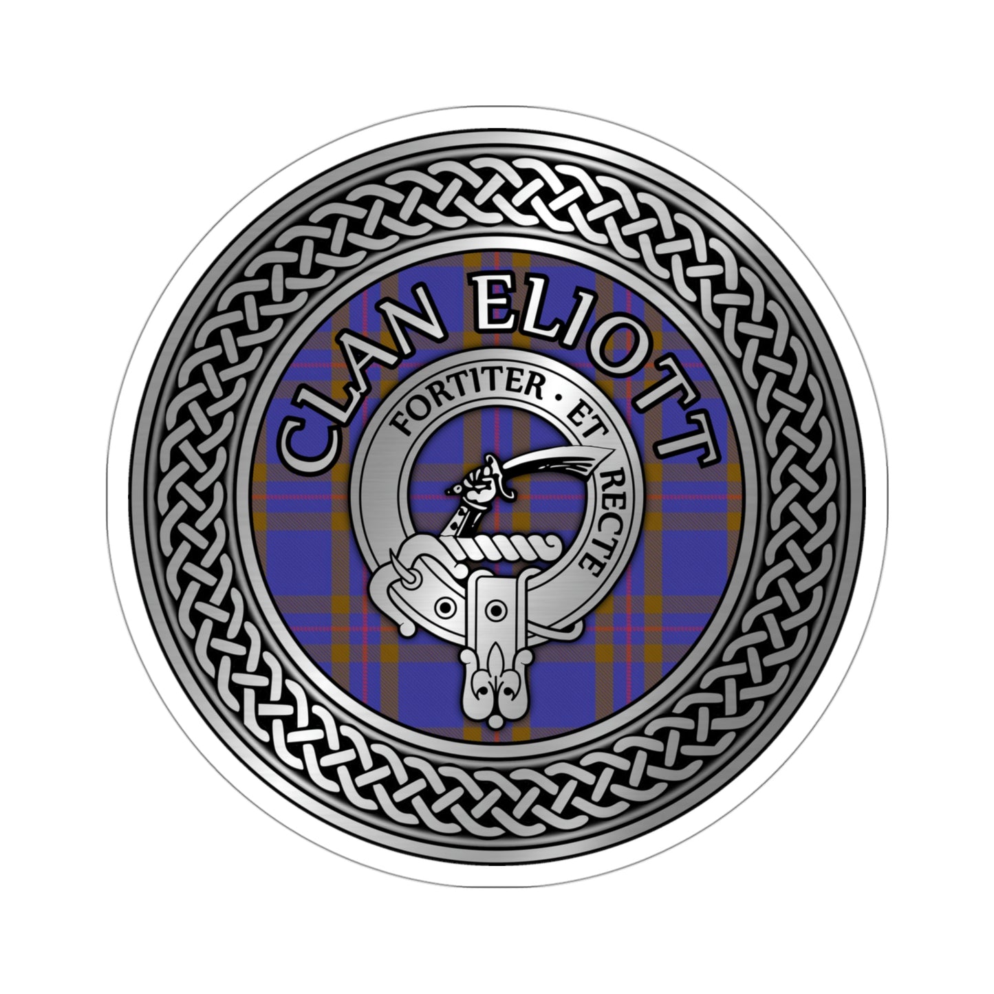 Clan Eliott Crest & Tartan Knot Kiss-Cut Stickers