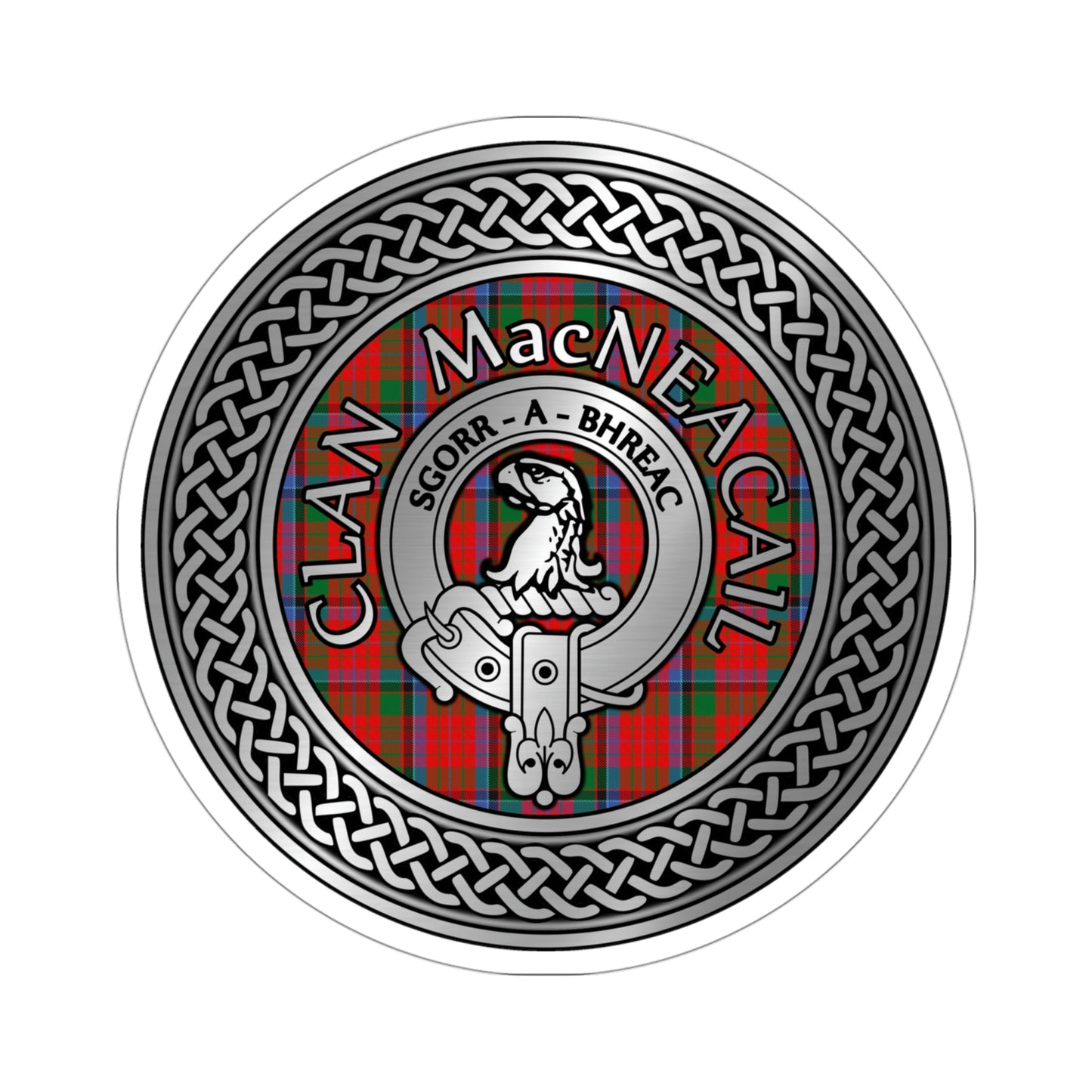 Clan MacNeacail (MacNicol) Crest & Tartan Kiss-Cut Stickers