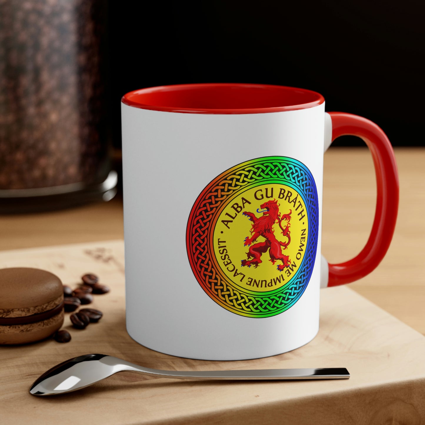 Alba Gu Brath Lion Rampant Rainbow Knot Accent Coffee Mug, 11oz