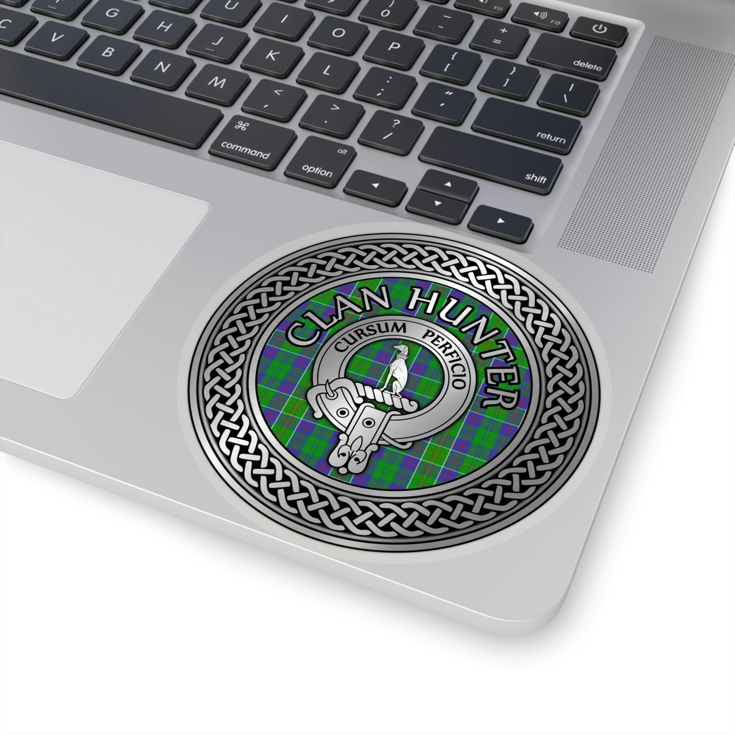 Clan Hunter Crest & Tartan Knot Kiss-Cut Stickers