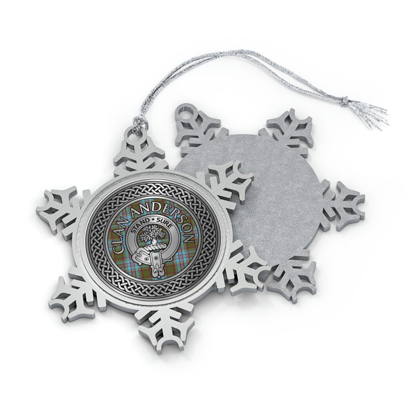 Clan Anderson Crest & Tartan Pewter Snowflake Ornament (AU/NZ only)