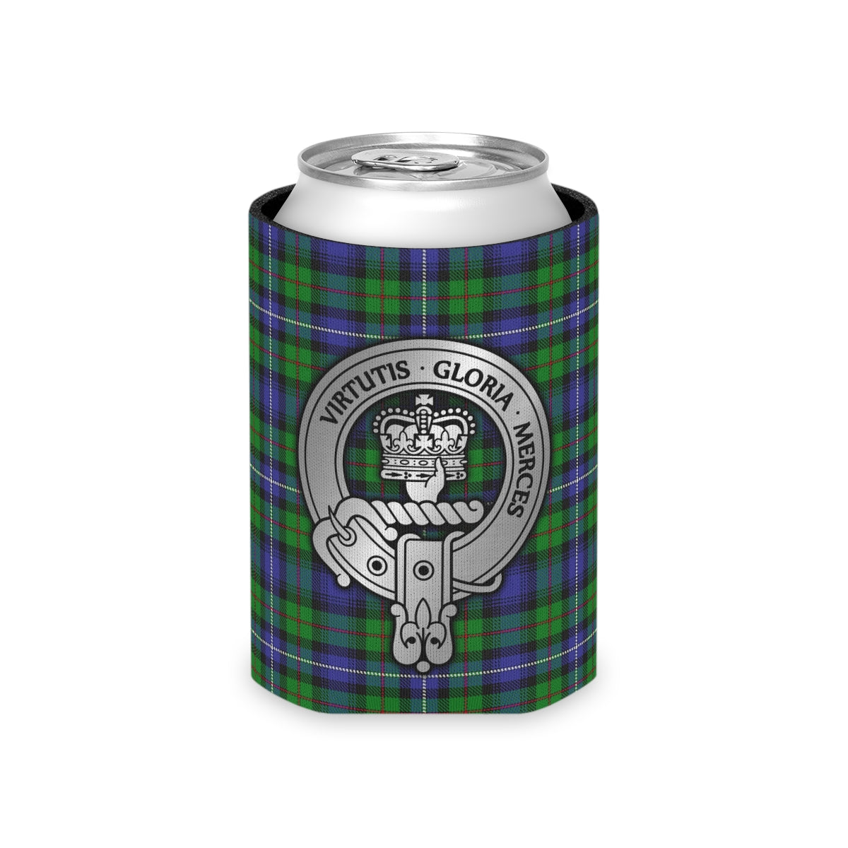 Clan Donnachaidh (Robertson) Crest & Hunting Tartan Can Cooler