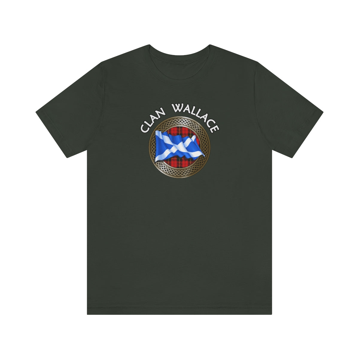 Clan Wallace Tartan Knot & Flag T-Shirt