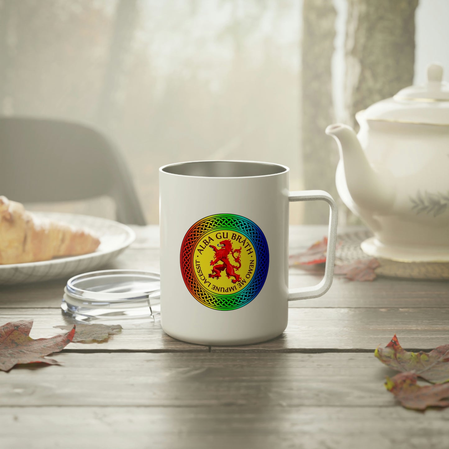 Alba Gu Brath Lion Rampant Rainbow Knot Insulated Coffee Mug, 10oz