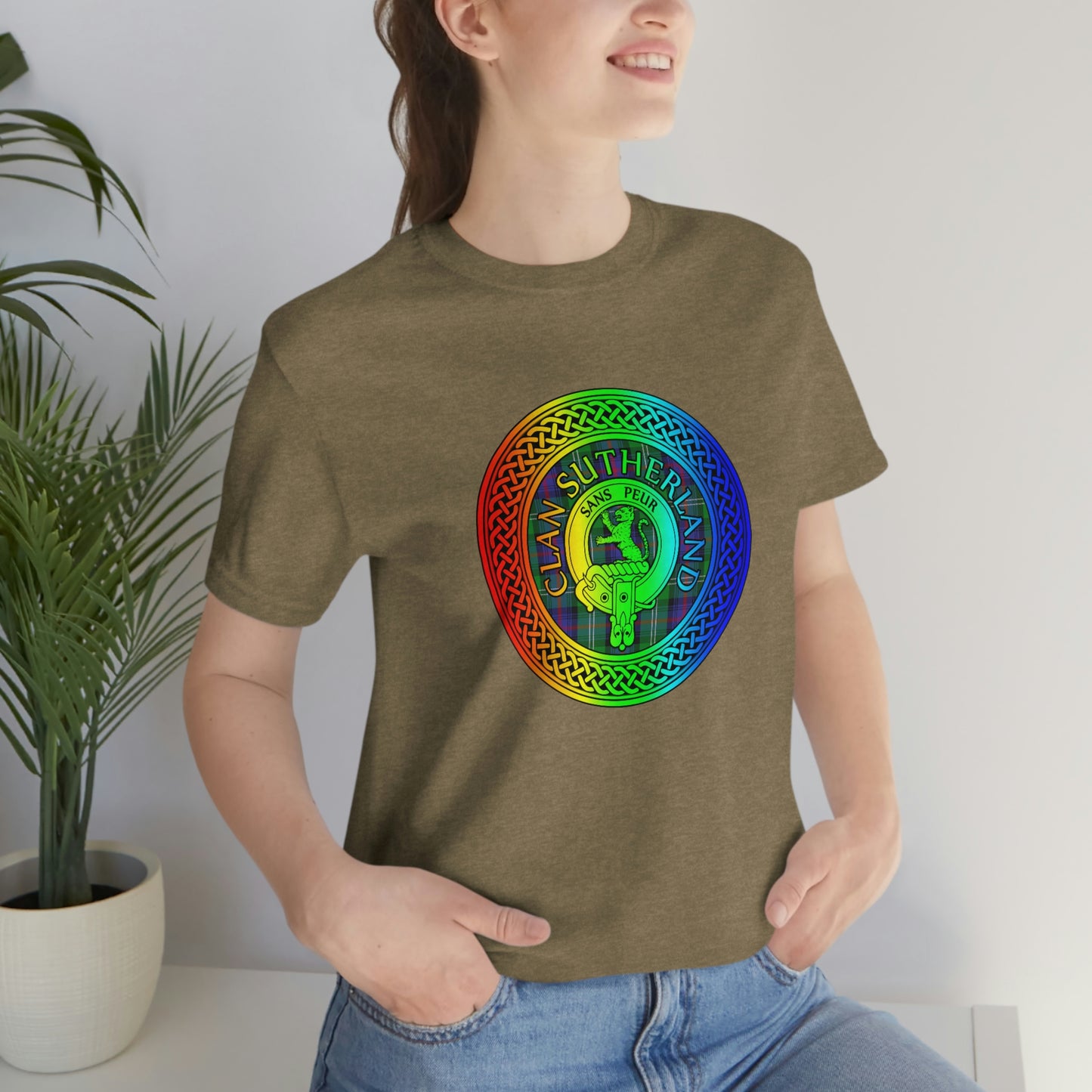 Clan Sutherland Rainbow Crest & Tartan Knot T-Shirt