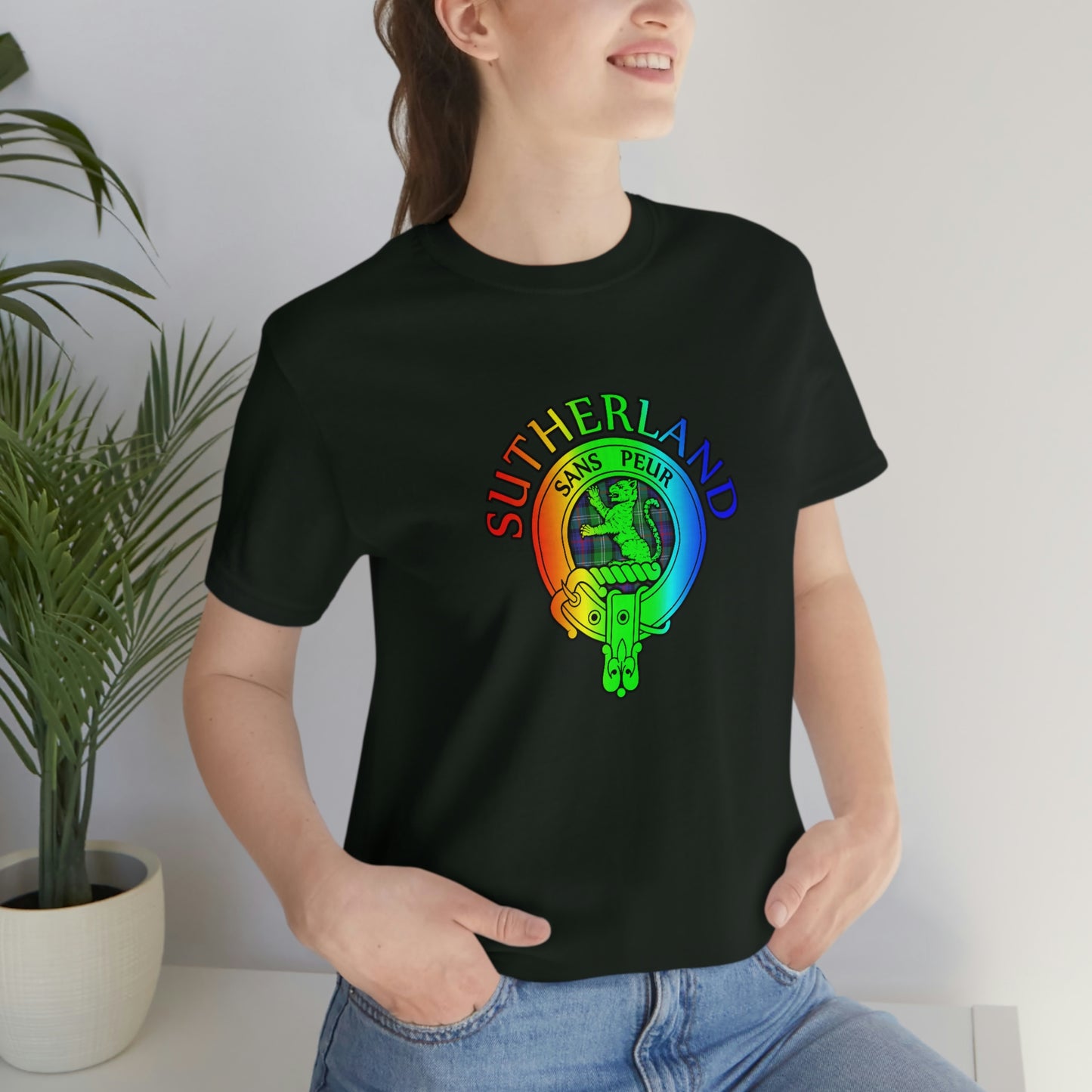 Clan Sutherland Rainbow Crest & Tartan T-Shirt