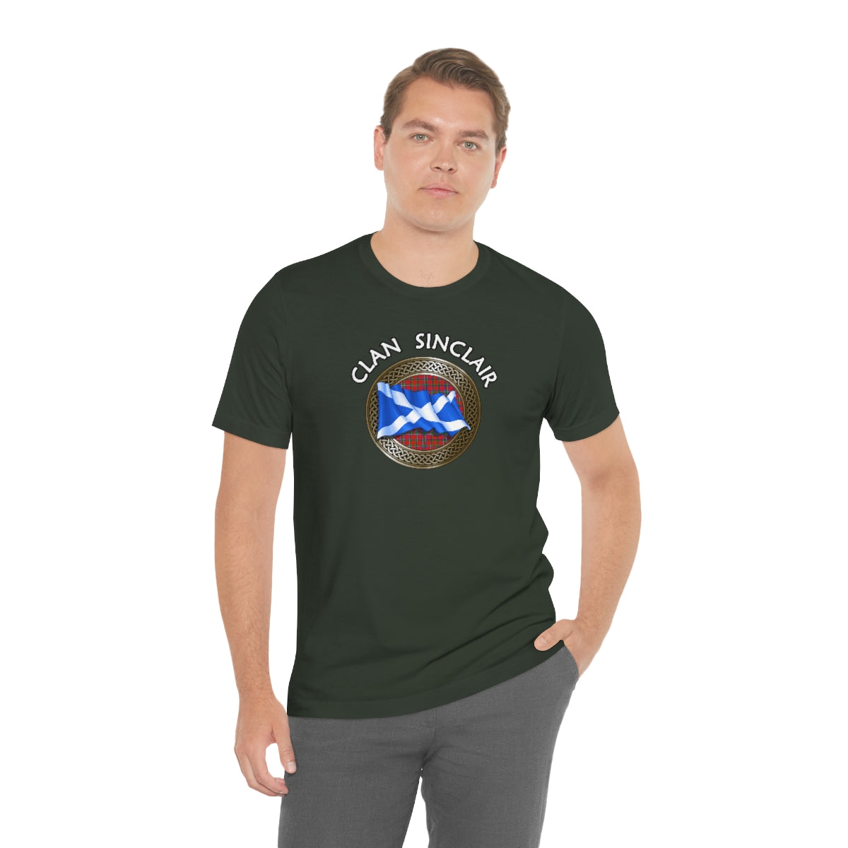 Clan Sinclair Tartan Knot & Flag T-Shirt