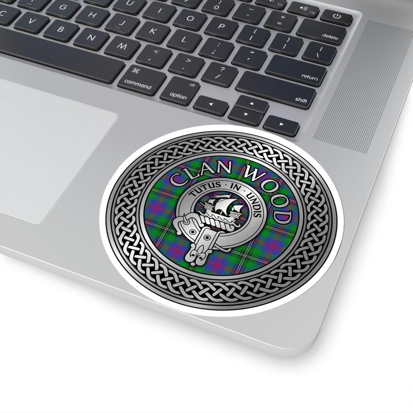 Clan Wood Crest & Tartan Kiss-Cut Stickers