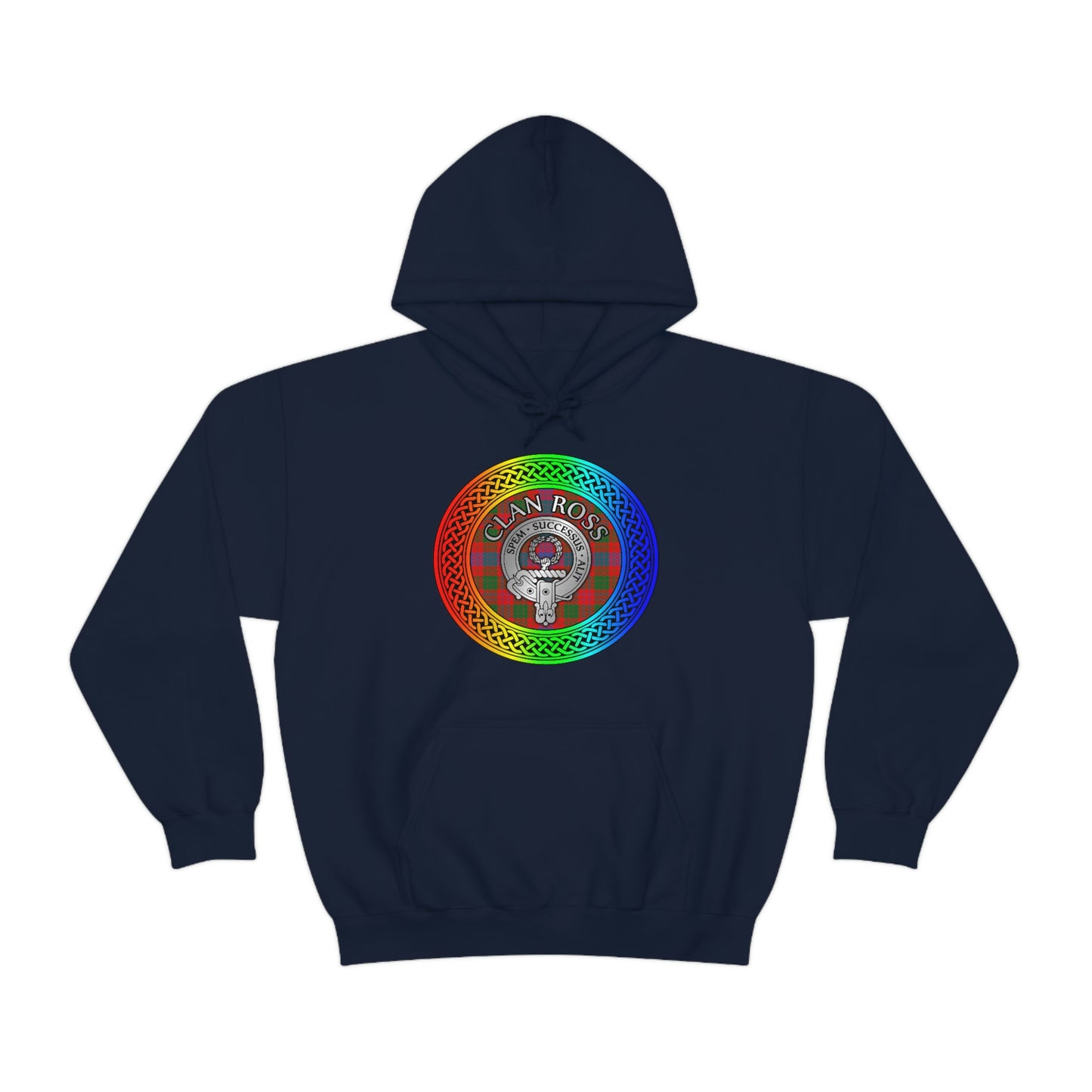 Clan Ross Crest & Tartan Rainbow Knot Unisex Heavy Blend™ Hooded Sweatshirt