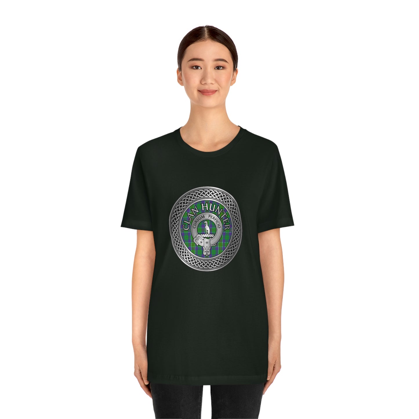 Clan Hunter Crest & Tartan Knot T-Shirt