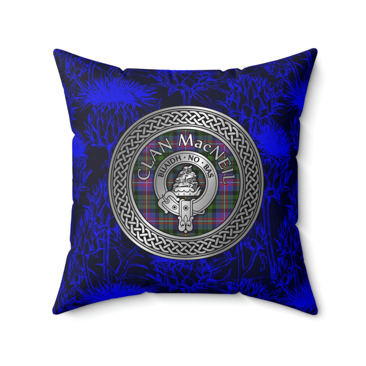 Clan MacNeil Crest & Tartan Knot Spun Polyester Square Pillow