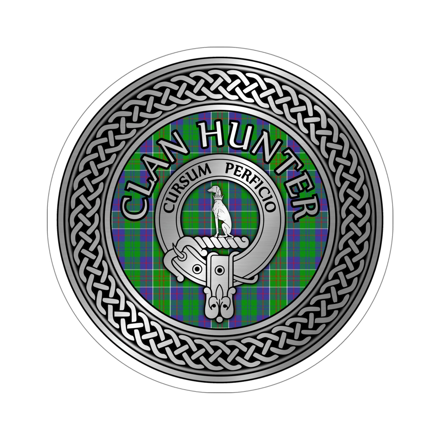 Clan Hunter Crest & Tartan Knot Kiss-Cut Stickers