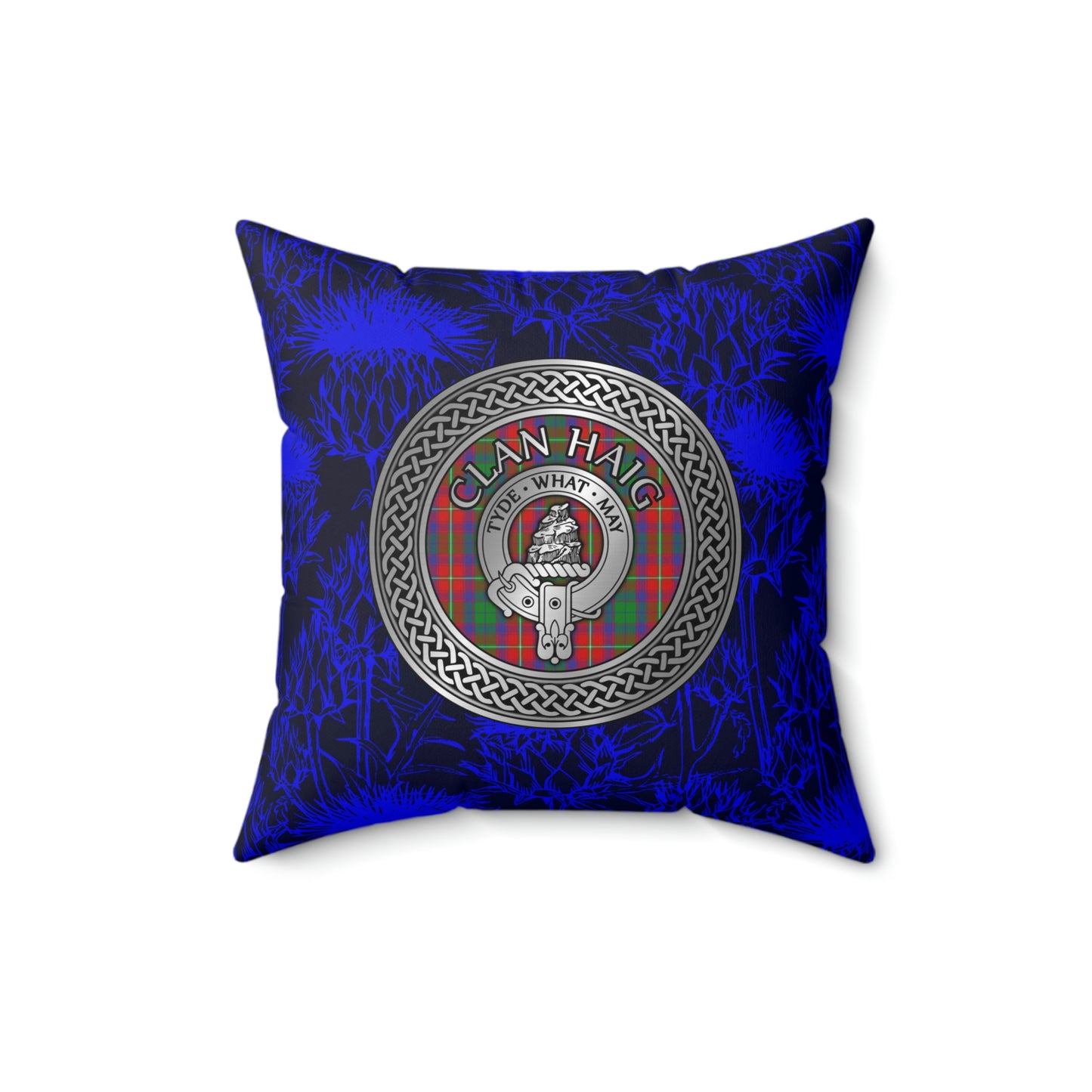 Clan Haig Crest & Tartan Knot Spun Polyester Square Pillow