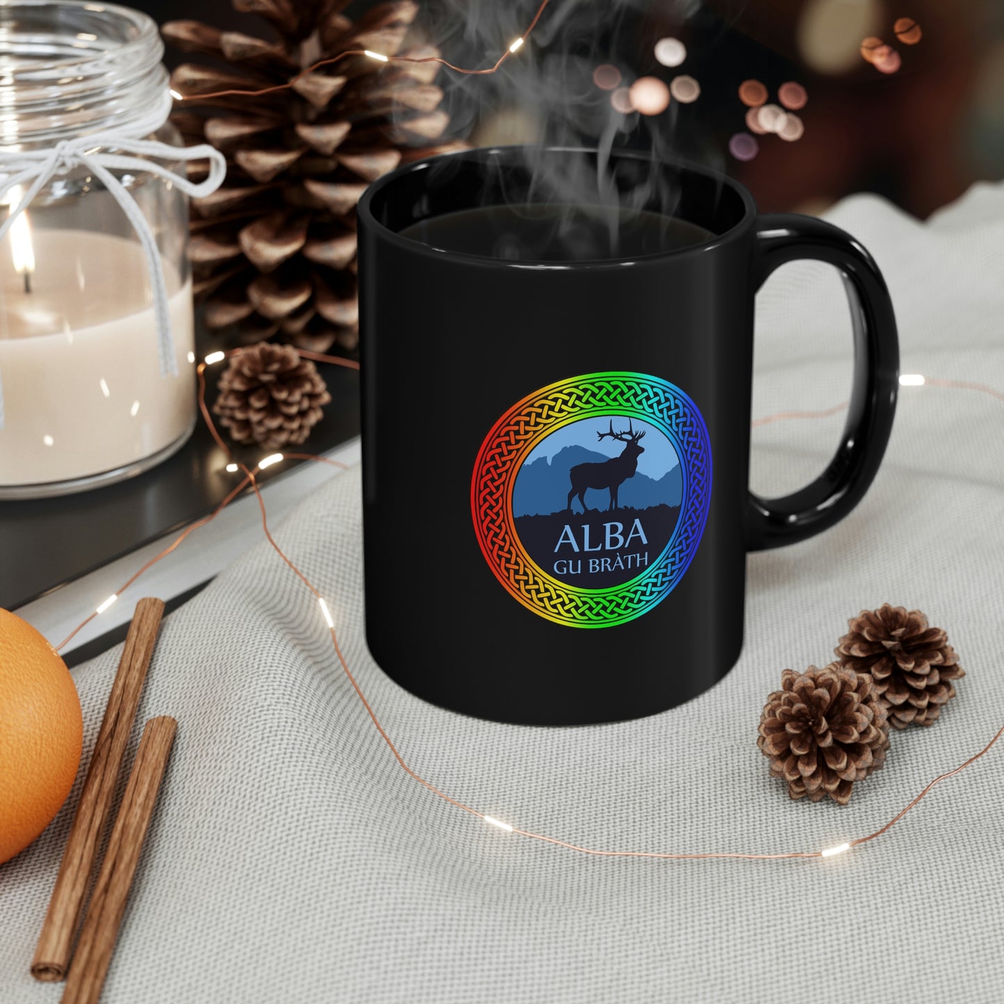 Alba Gu Brath Rainbow Knot 11oz Black Mug