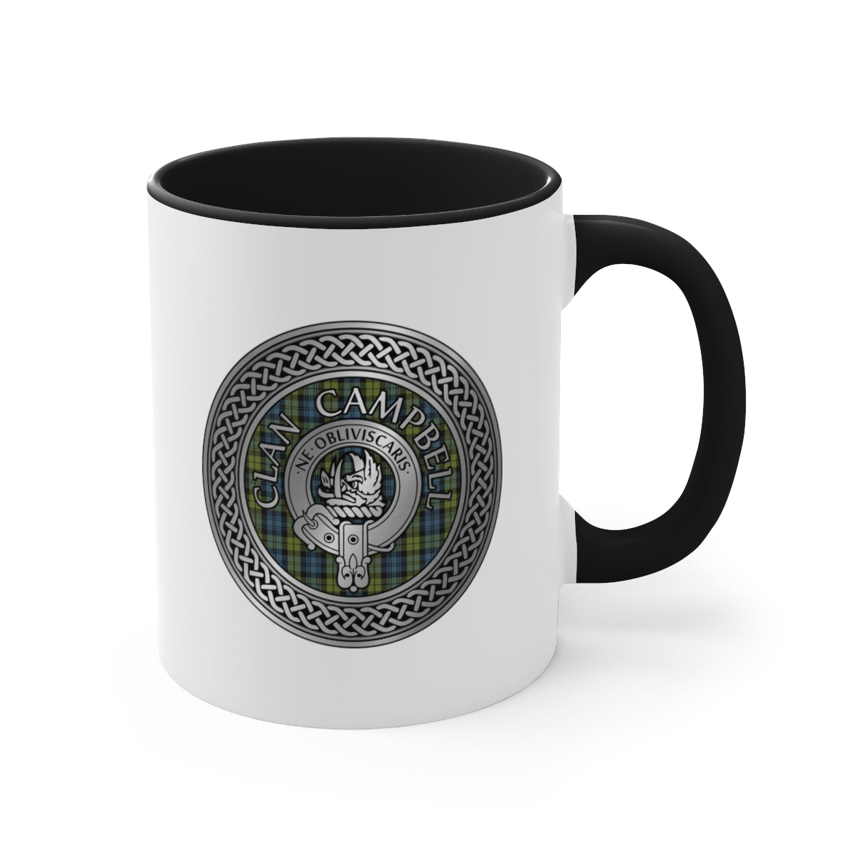 Clan Campbell Crest & Tartan Accent Coffee Mug, 11oz