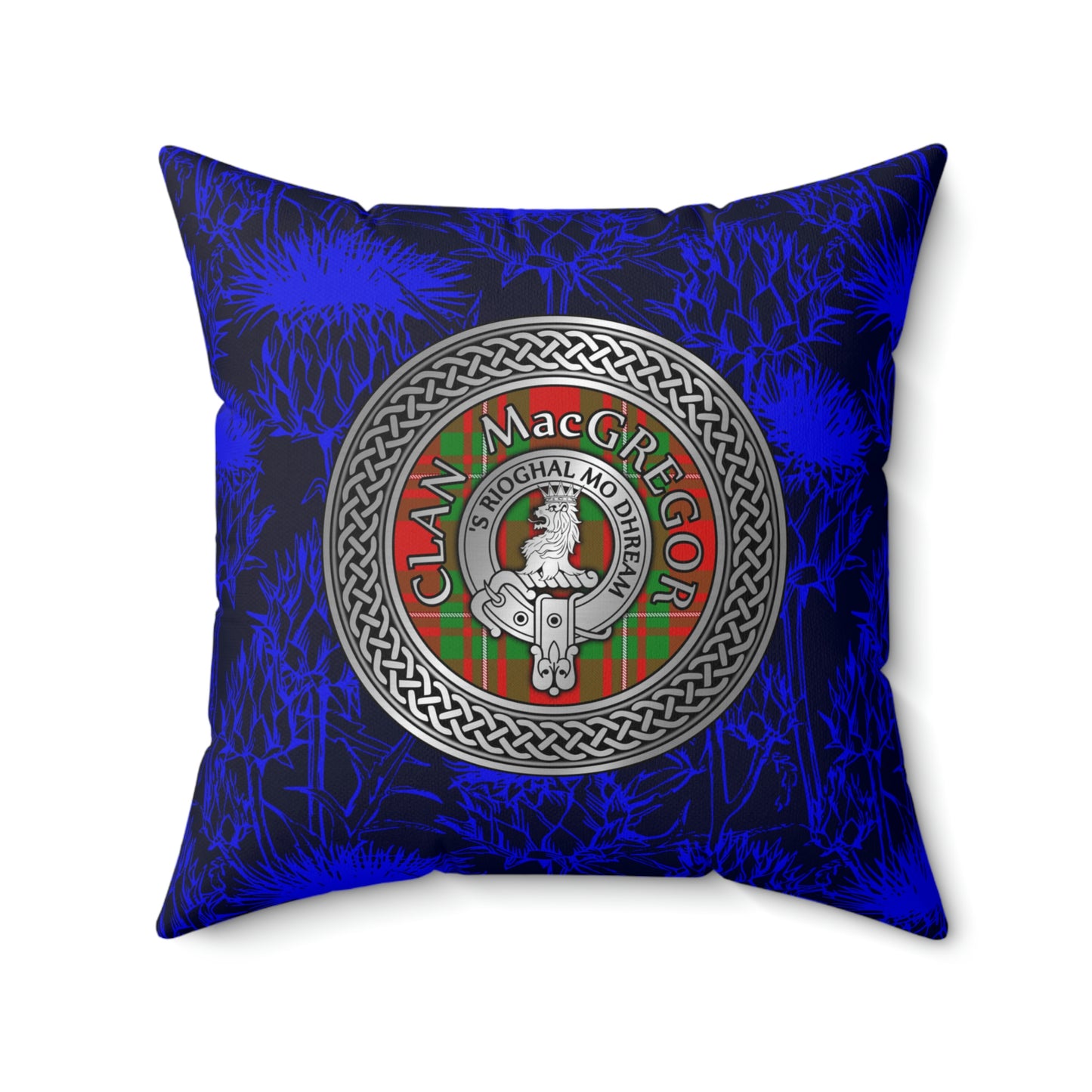 Clan MacGregor Crest & Tartan Knot Spun Polyester Square Pillow