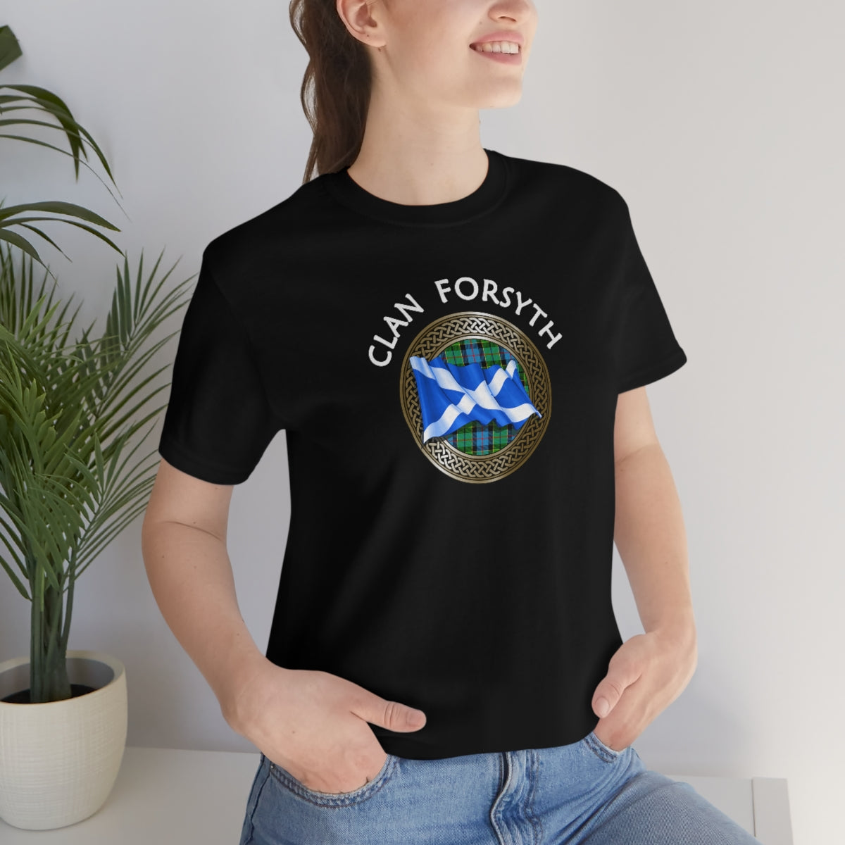 Clan Forsyth Tartan Knot & Flag T-Shirt