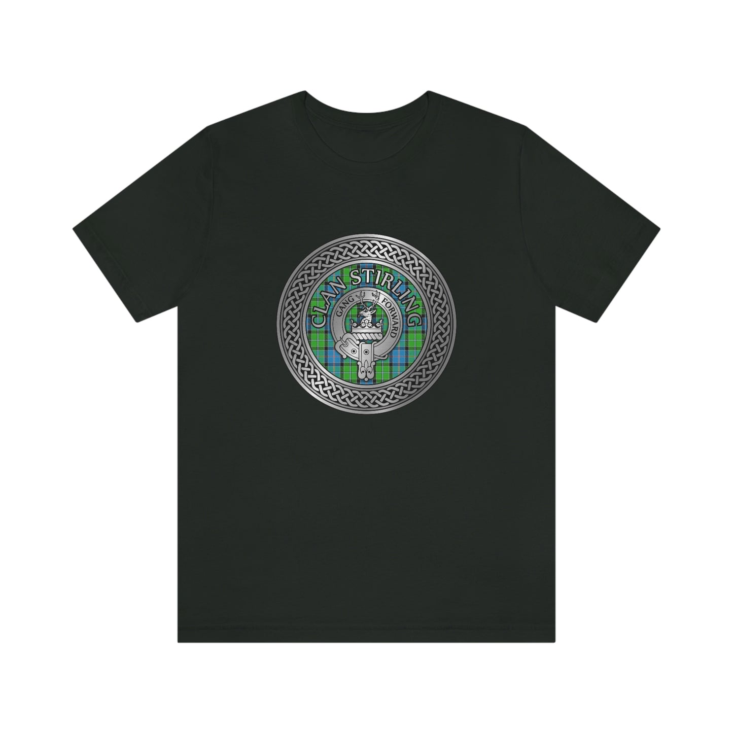 Clan Stirling Crest & Tartan Knot T-Shirt