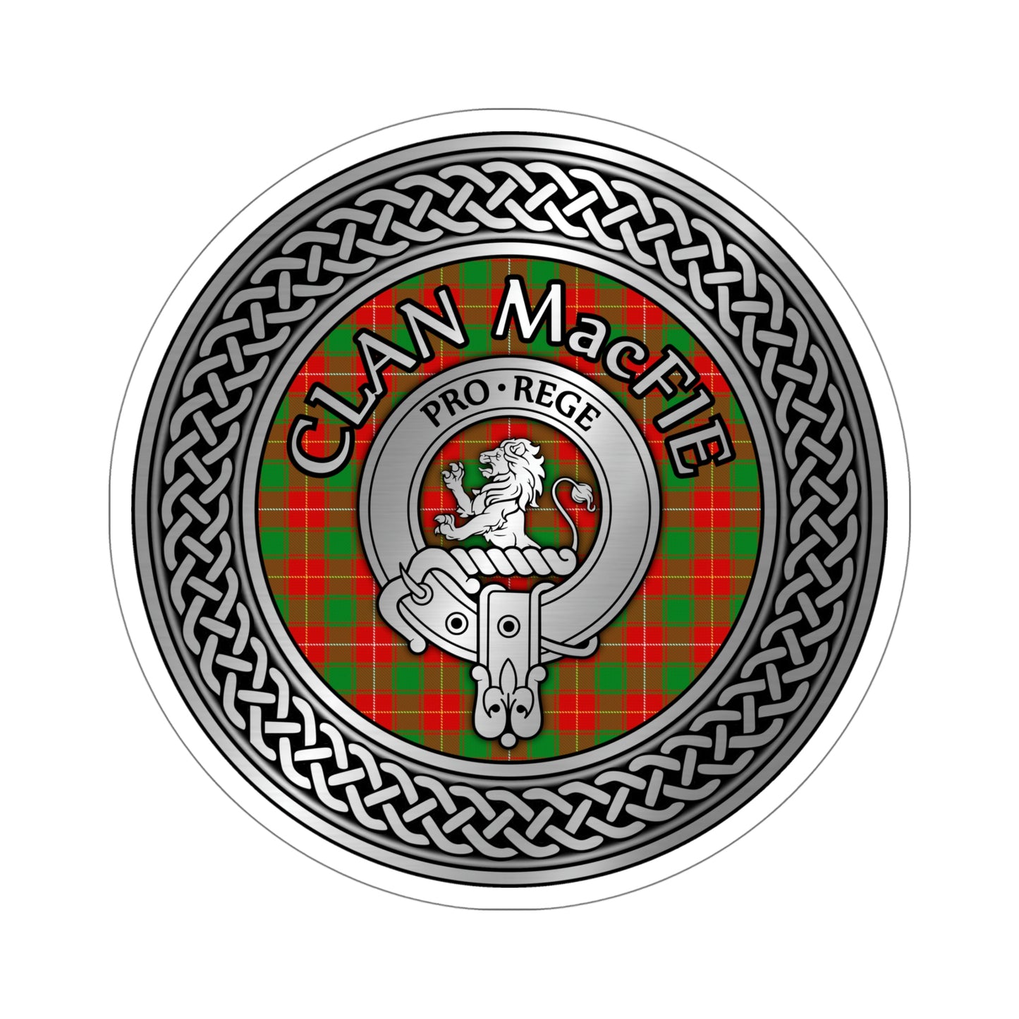 Clan MacFie Crest & Tartan Knot Kiss-Cut Stickers