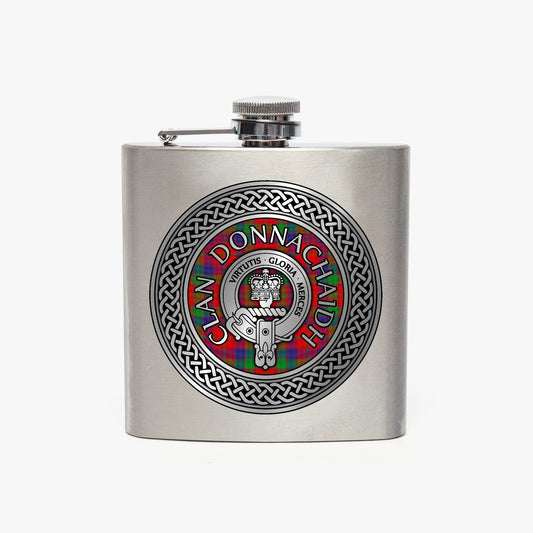 Clan Donnachaidh Crest & Tartan 6oz Stainless Steel Hip Flask