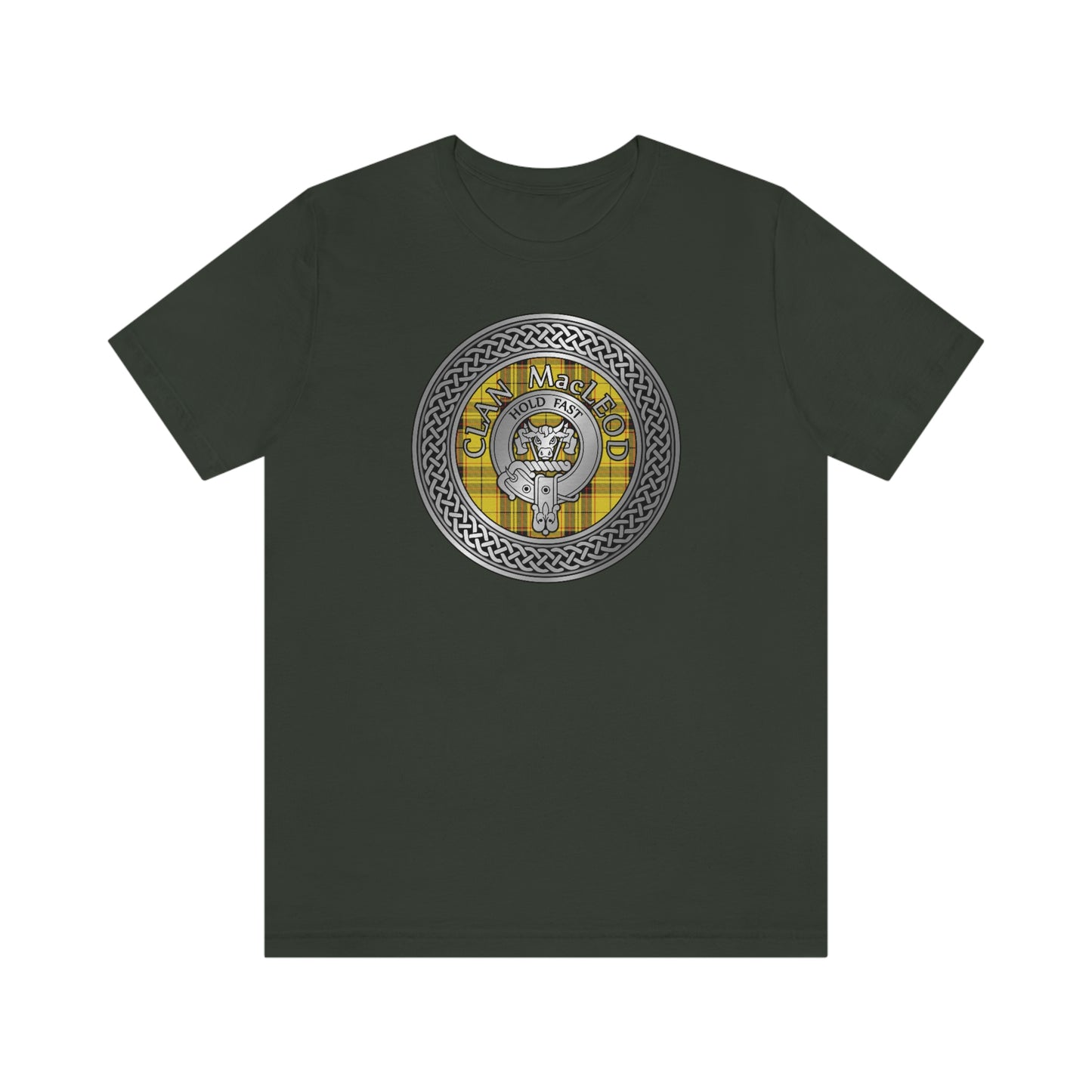 Clan MacLeod Tartan & Crest in Celtic Knot T-Shirt