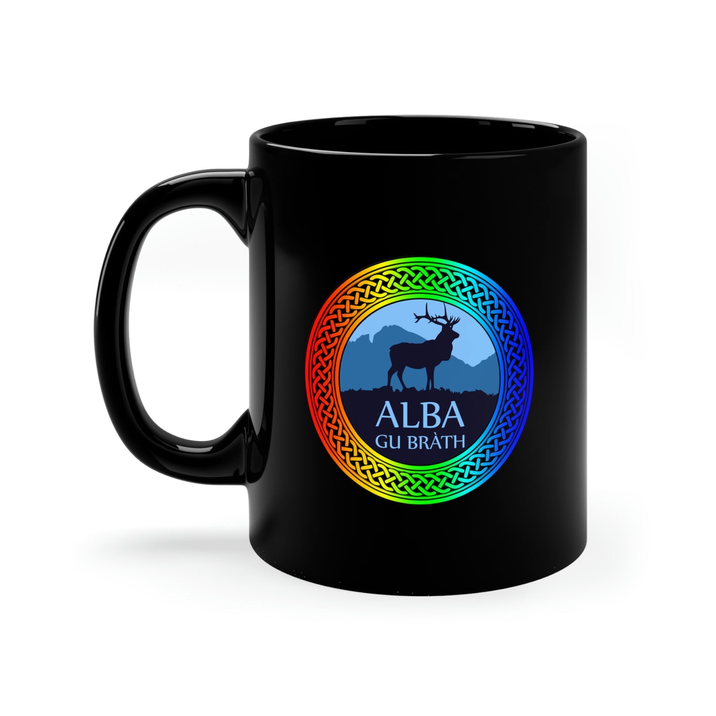 Alba Gu Brath Rainbow Knot 11oz Black Mug