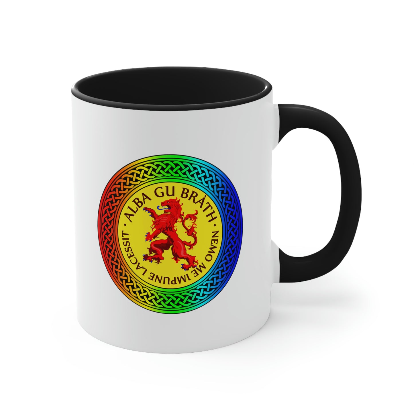 Alba Gu Brath Lion Rampant Rainbow Knot Accent Coffee Mug, 11oz