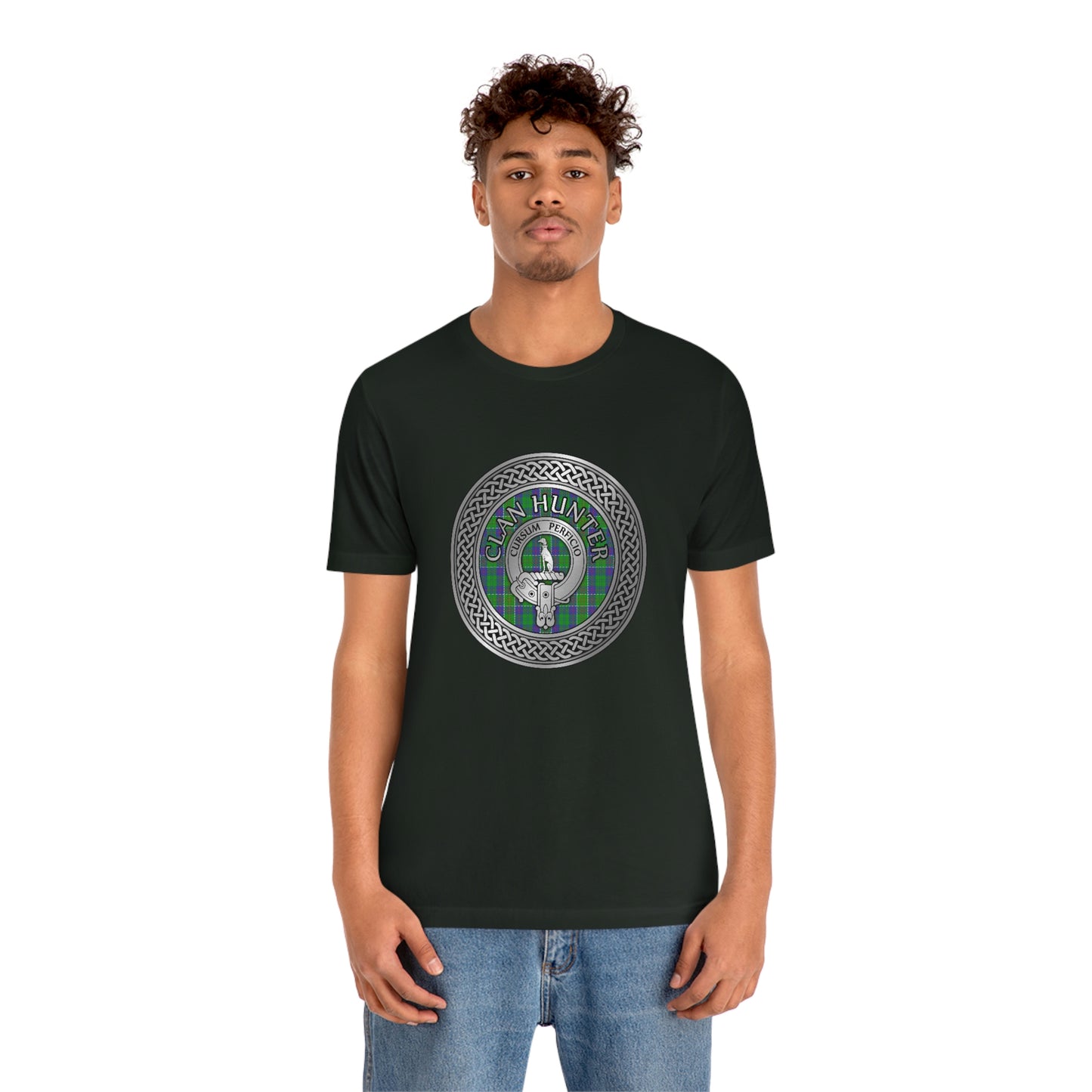 Clan Hunter Crest & Tartan Knot T-Shirt