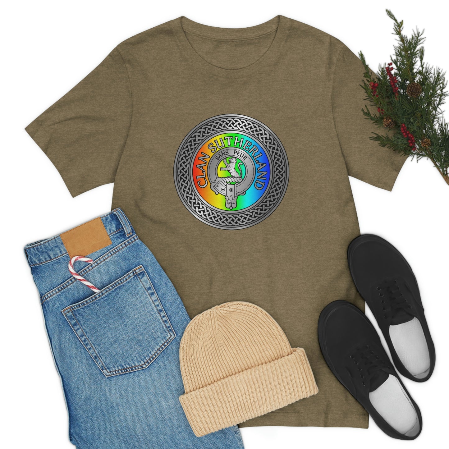 Clan Sutherland Crest & Rainbow Knot T-Shirt