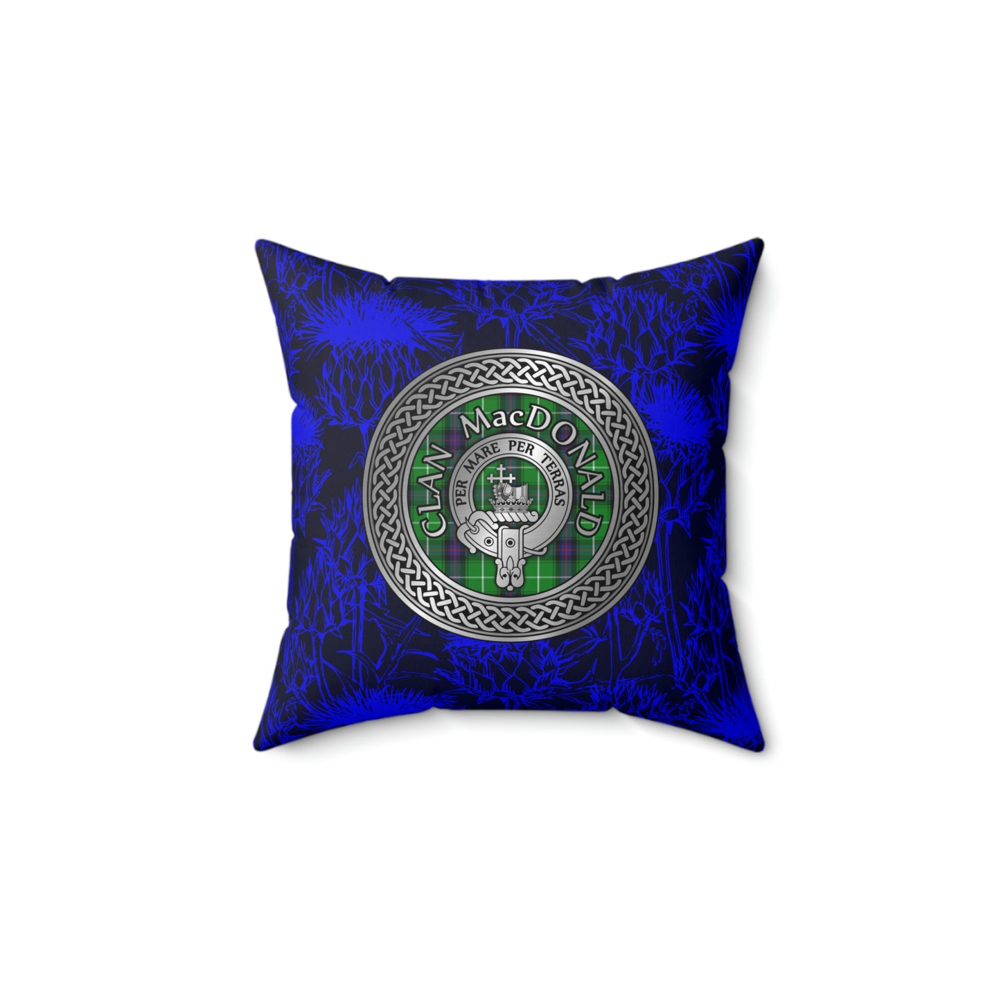 Clan MacDonald Crest & Tartan Knot Spun Polyester Square Pillow