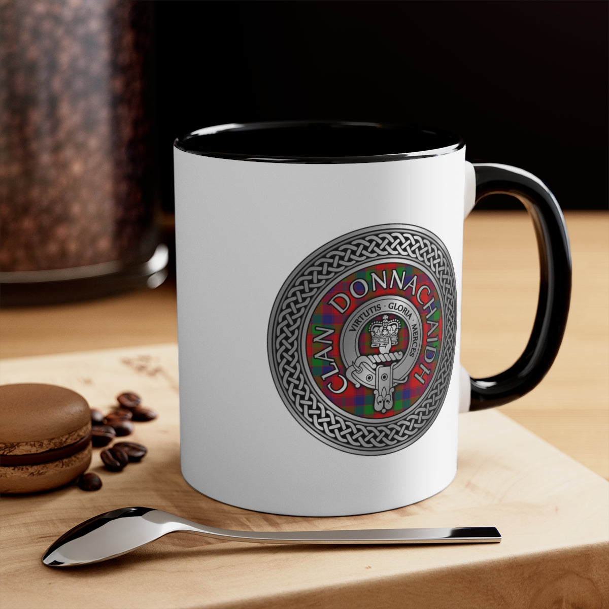 Clan Donnachaidh (Robertson) Crest & Tartan Accent Coffee Mug, 11oz