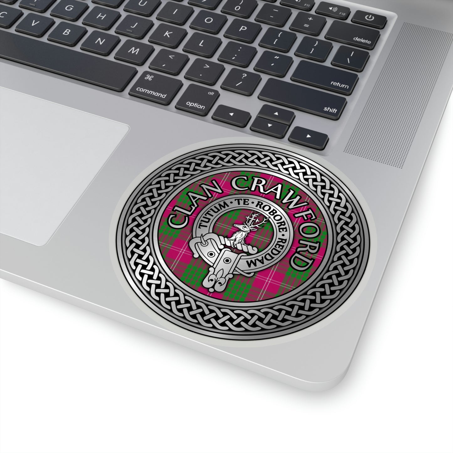 Clan Crawford Crest & Tartan Knot Kiss-Cut Stickers