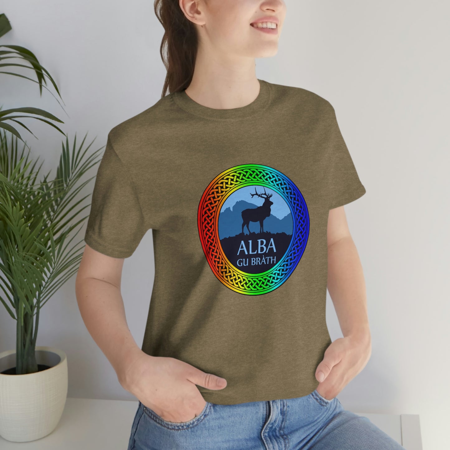 Alba Gu Brath Stag & Rainbow Knot T-Shirt