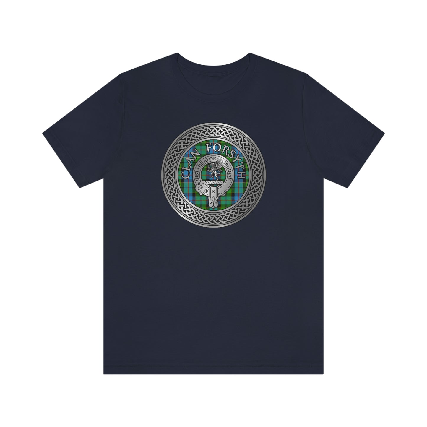 Clan Forsyth Tartan & Crest in Celtic Knot T-Shirt