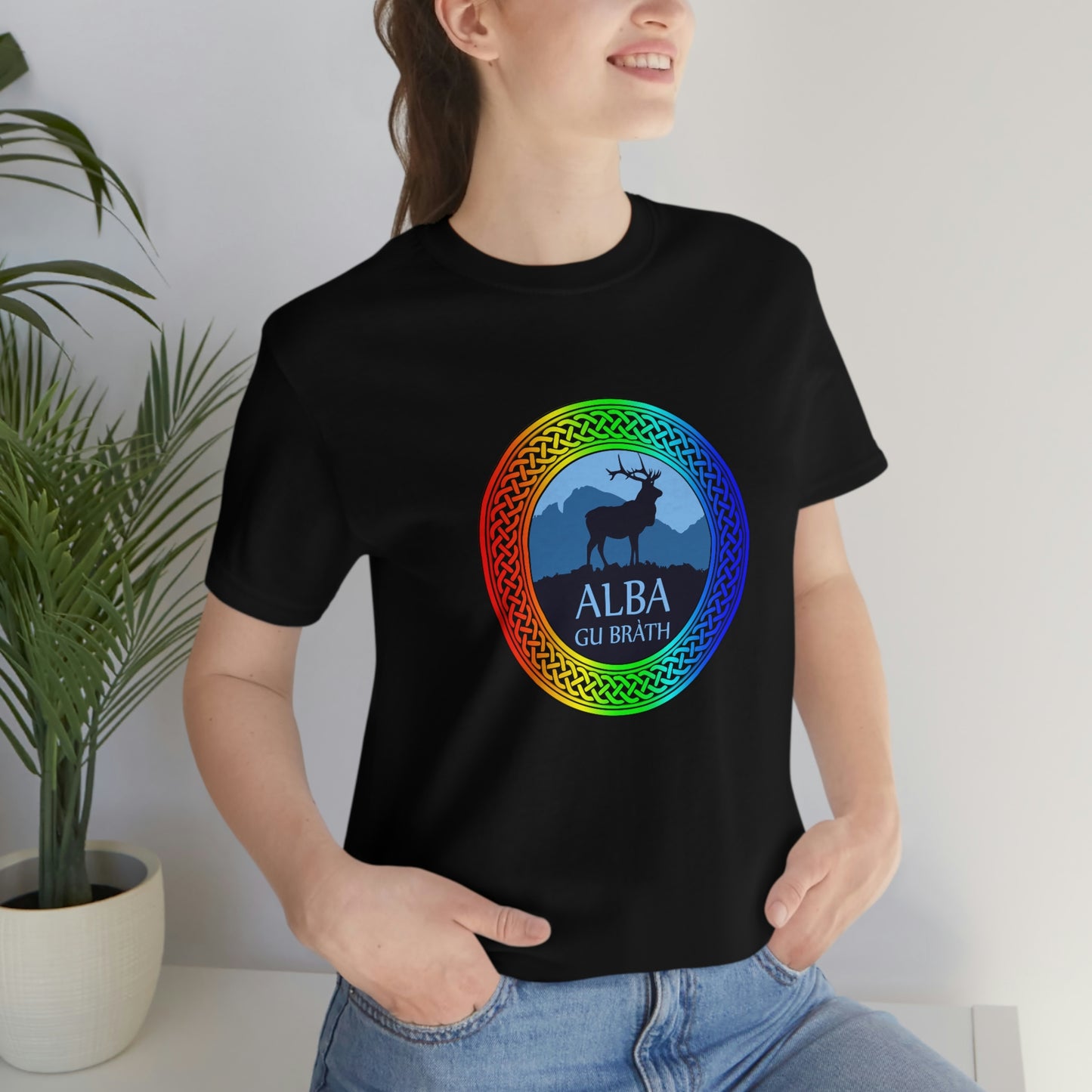 Alba Gu Brath Stag & Rainbow Knot T-Shirt