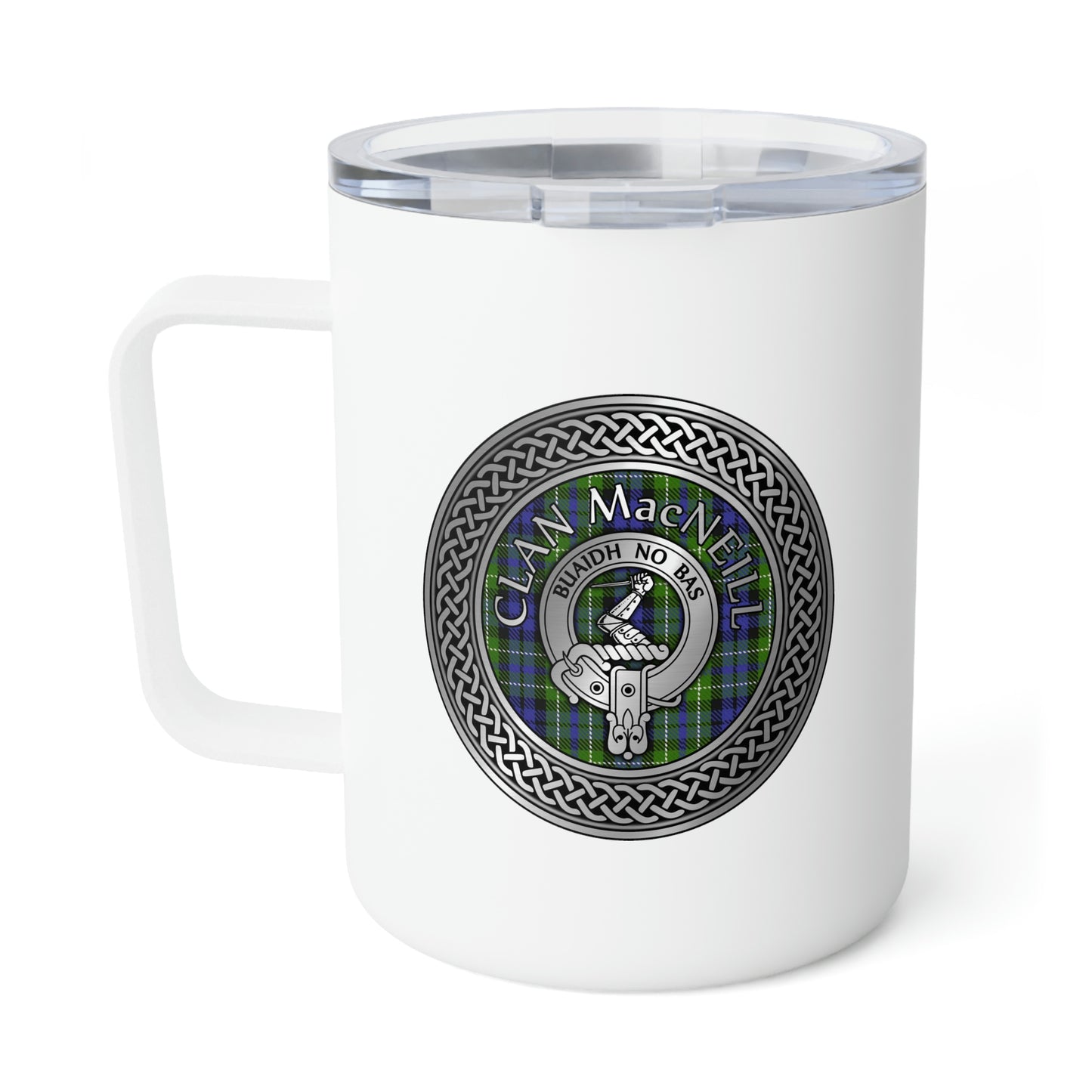 Clan MacNeill of Gigha Crest & Tartan Insulated Coffee Mug, 10oz