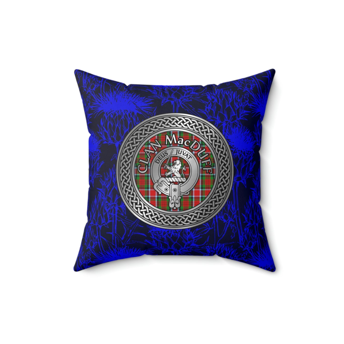 Clan MacDuff Crest & Tartan Knot Spun Polyester Square Pillow