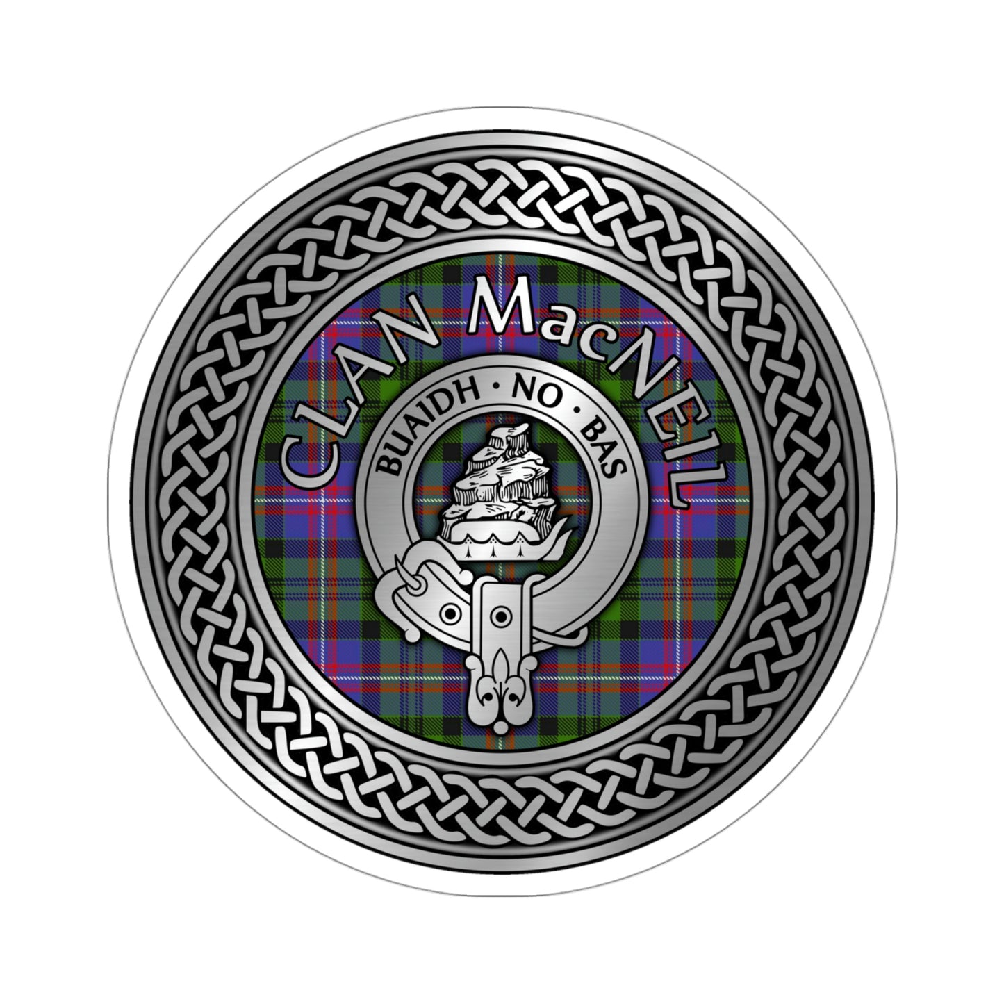 Clan MacNeil Crest & Tartan Knot Kiss-Cut Stickers